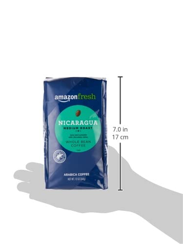 Amazon Fresh, Nicaragua Whole Bean Coffee, Medium Roast, 12 Oz