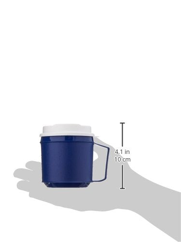 Sammons Preston Insulated Mug with Tumbler Lid, Durable Container for Hot and Cold Liquid Beverages, Tea, Smoothies, 8 oz Blue Travel Coffee Cup with Lid for Elderly, Disabled, Handicapped, Weak Grip