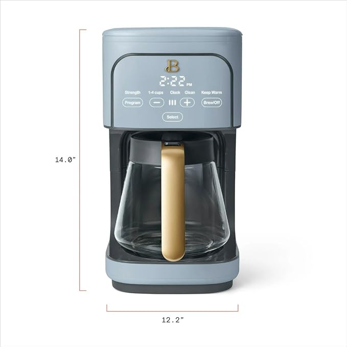 Beautiful 12-Cup Programmable Coffee Maker – Auto Brew, Digital Timer, Glass Carafe (Cornflower Blue)