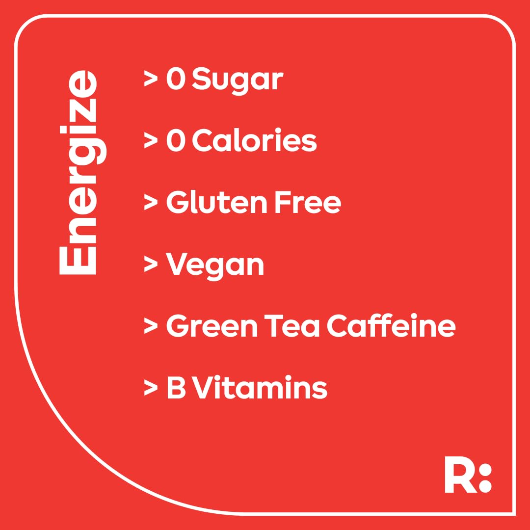 Ryde: Energize Shot | Tropical Flavor | Green Tea Caffeine, Taurine, Ginseng Extract & B Vitamins | 0 Calories, 0 Sugar | 2 FL OZ Shots | Boosts energy* (8 Pack)