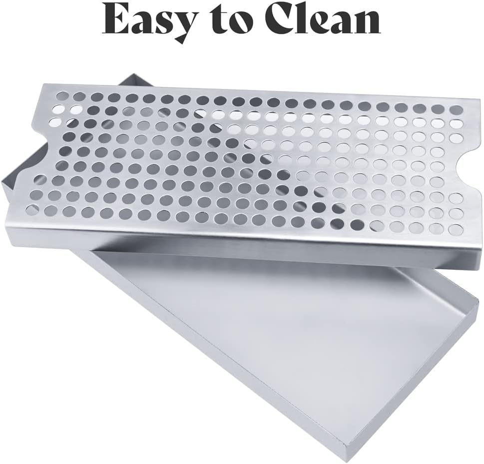 TMCRAFT Beer Drip Trays, Stainless Steel Kegerator Drip Tray with Non-Slip Rubber Pad, Highly Polished Surface Drip Tray for Restaurants, Kitchens, and Bars