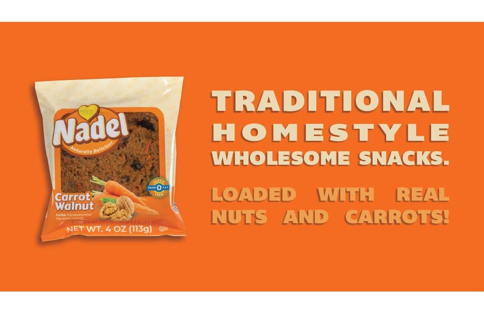 Nadel - Naturally Delicious Sweet Breads Variety Pack (Banana Walnut, Cappuccino Chocolate Chip, Carrot Walnut, Zucchini Walnut). (8 Pack, 2 Breads Per Flavor)