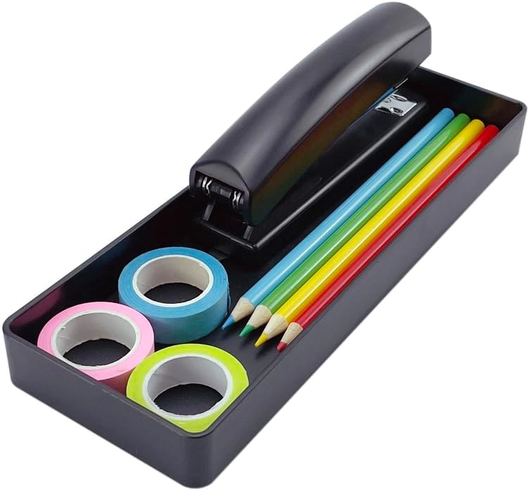 Amazon Basics Rectangular Plastic Desk Organizer, Half Accessory Tray, 9.4" x 3.3" x 1", Black