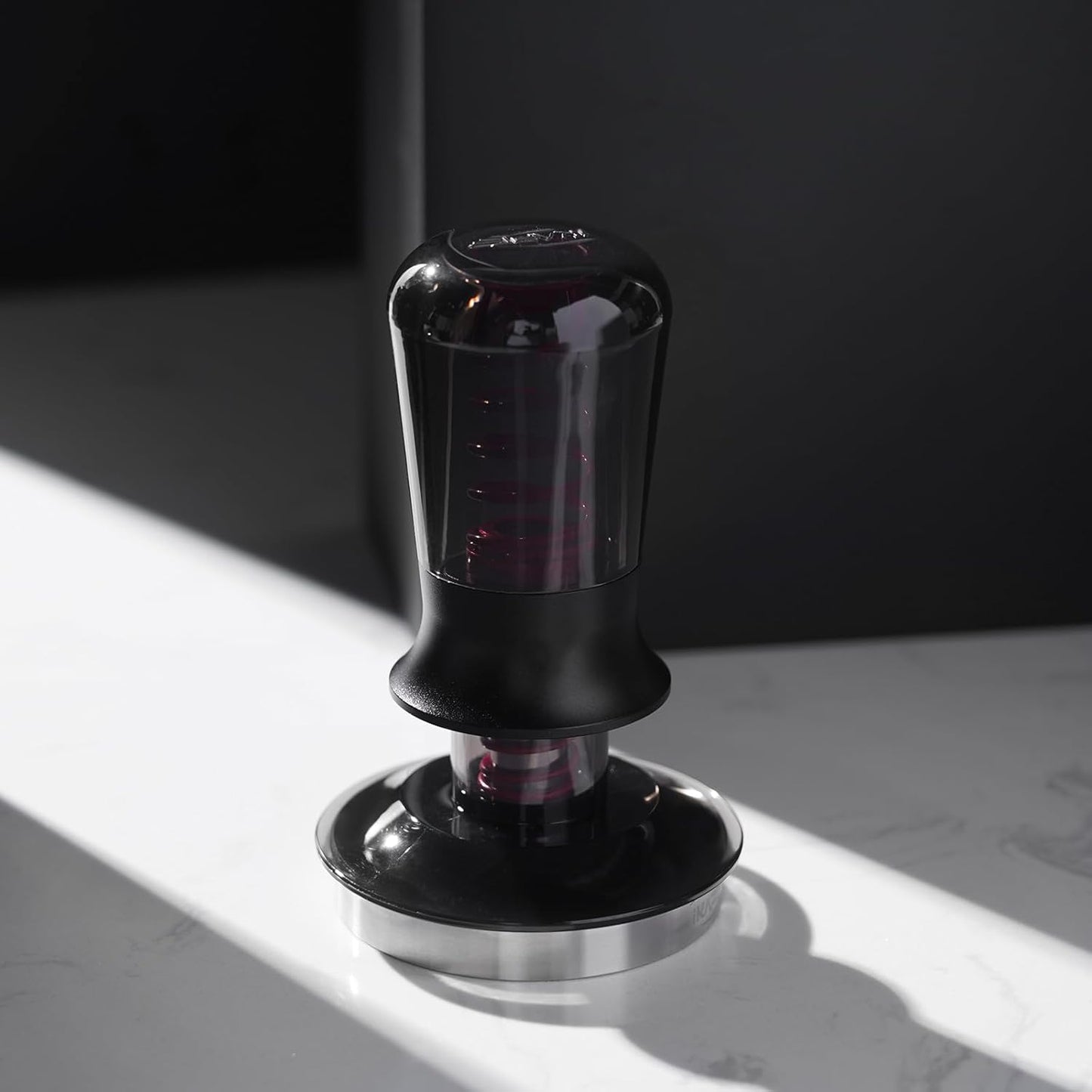 IKAPE 58.3MM Semi-Transparent Espresso Coffee Tamper, Premium Barista Coffee Tamper with Calibrated Spring Loaded, 100% Flat Stainless Steel Base Tamper for Espresso Machine(New Upgrade)