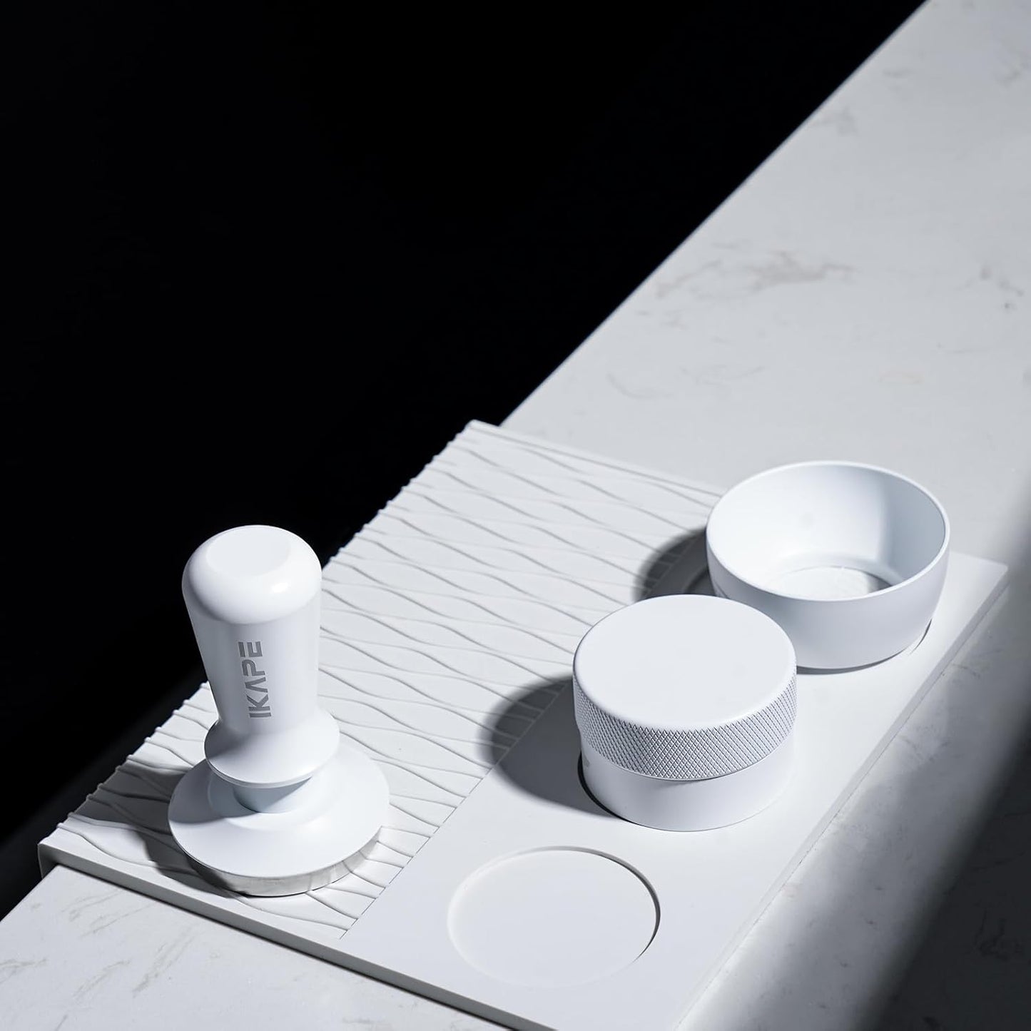 IKAPE 53.3mm Espresso Tamper, Premium Barista Coffee Tamper with Calibrated Spring Loaded, 100% Flat Stainless Steel Base Tamper Fits for Breville Series 54mm Portafilter Basket(White)