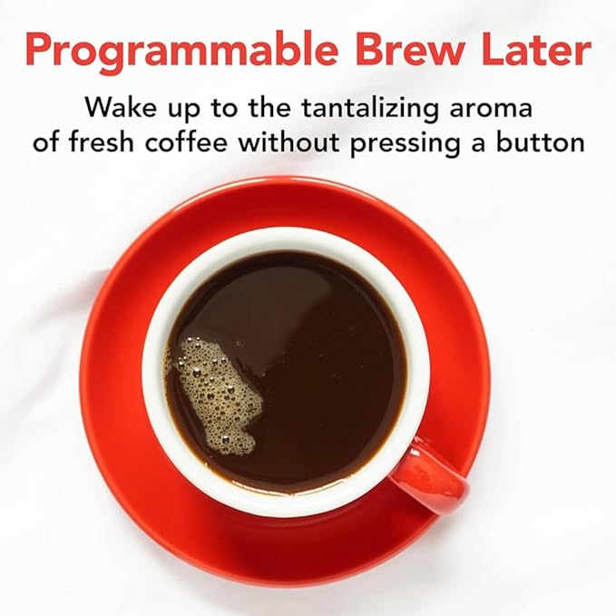 GOURMIIA Digital Coffee Machine 12Cup FullyAutomatic Large coffee maker integrated CoffeeGrinder,Pot,stainless steel mesh coffee filter 4Hr KeepWarm and Freshness Indicator GCM3180,Black and Silver