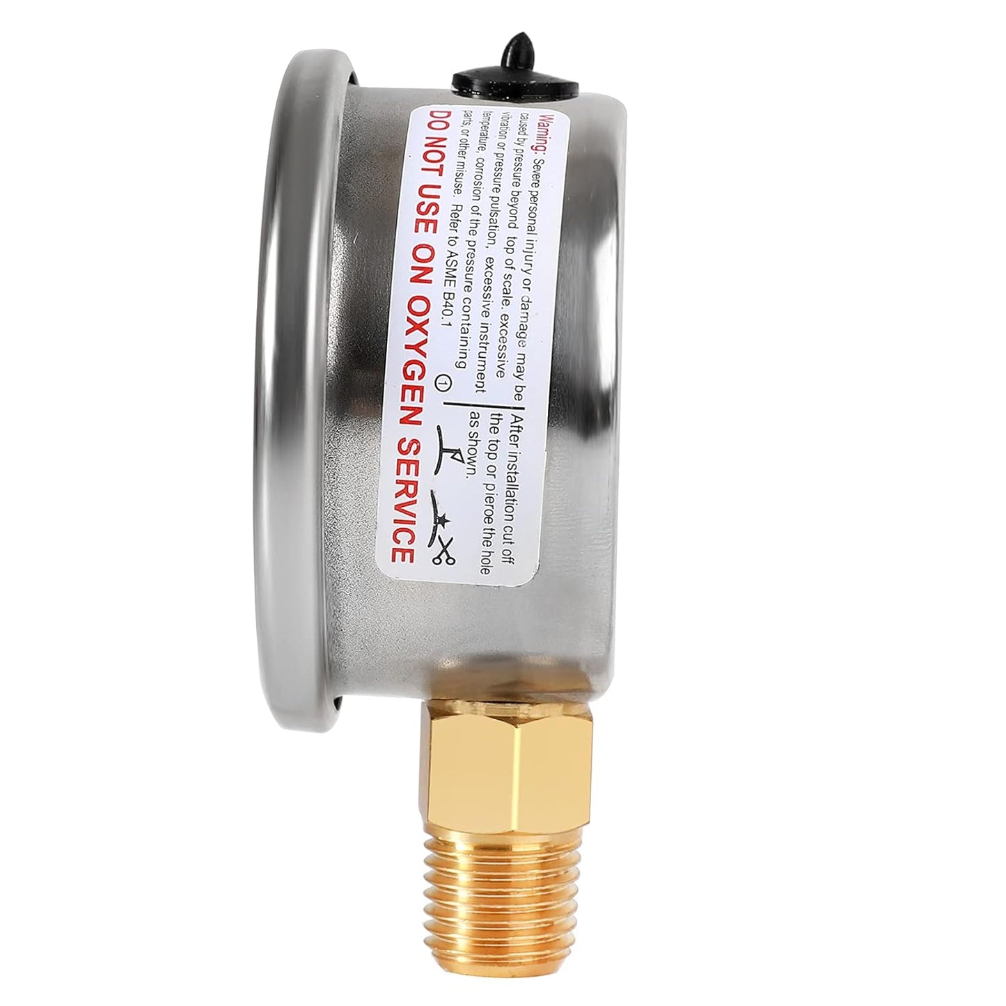 Glycerin Filled Pressure Gauge with 304 Stainless Steel Case, 1-1/2" Black Dial, 0-15Psi, High Accuracy, 1/8" NPT Center Bottom Mount……