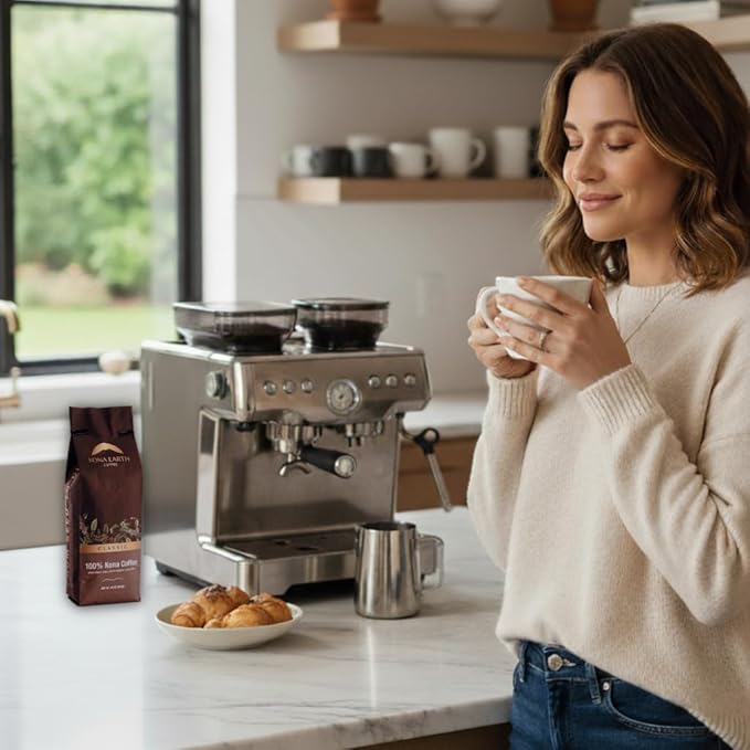 KONA EARTH 100% Kona Premium Coffee, Medium Roast, Whole Bean, 1 lb (16oz) Farm-Direct Authentic Hawaiian Kona Coffee beans from Hawaii’s Big Island, Micro-Batch-Roasted