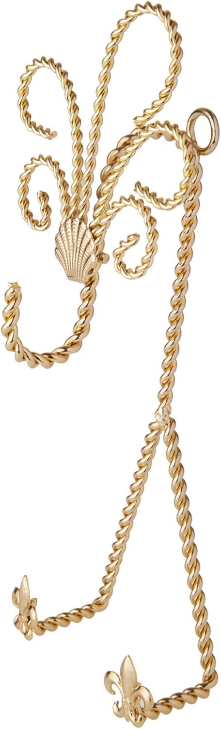 Bard's Twisted Gold-toned Wall Mountable Cup and Saucer Hanger, Shell and Fleur de Lis, 9.75" H x 4" W x 3" D, Pack of 3