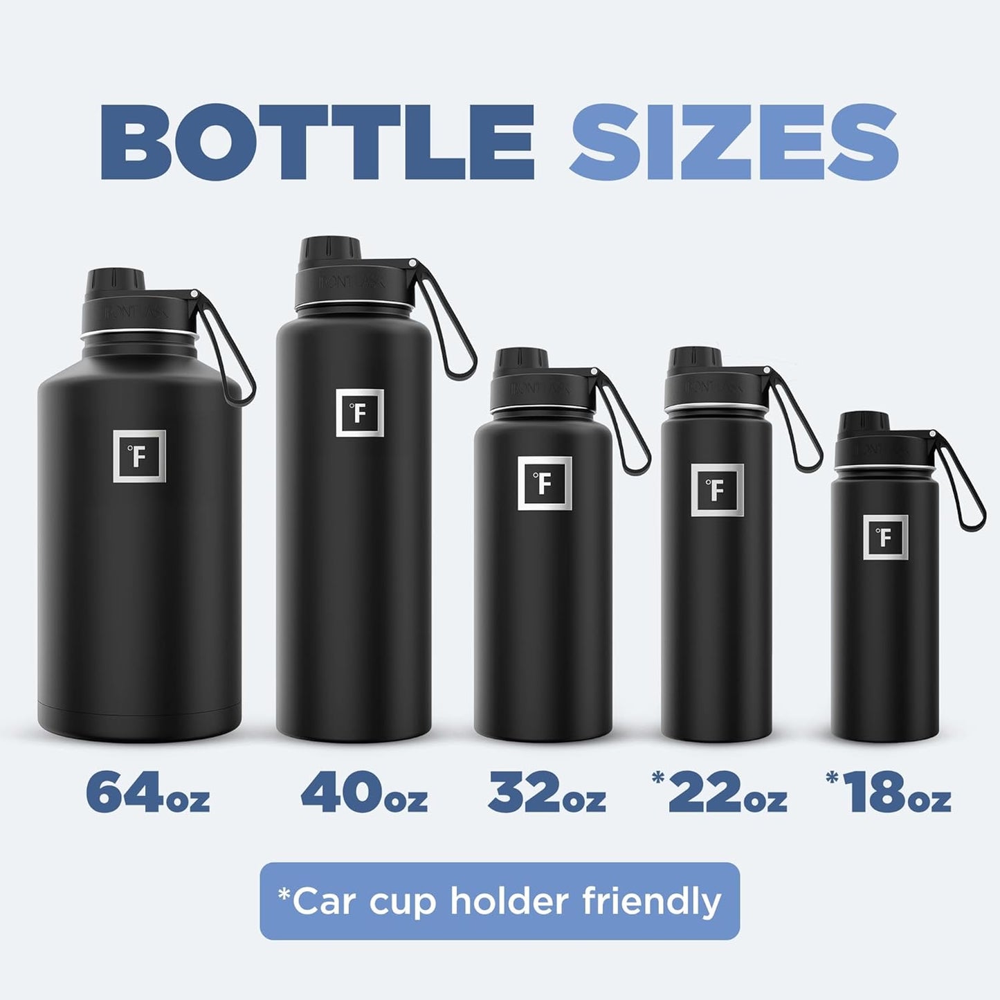 IRON °FLASK Camping & Hiking Hydration Flask with 3 Lids - Stainless Steel, Double Walled & Vacuum Insulated Water Bottle - Leak Proof & BPA Free (Fire, Spout - 32 oz)