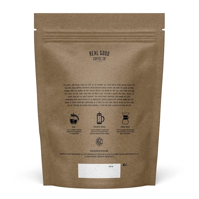 Real Good Coffee Company Donut Shop Medium Roast Whole Bean Coffee - Fresh Roasted Coffee Beans - Pairs with Donuts & Pastries - 32 Oz