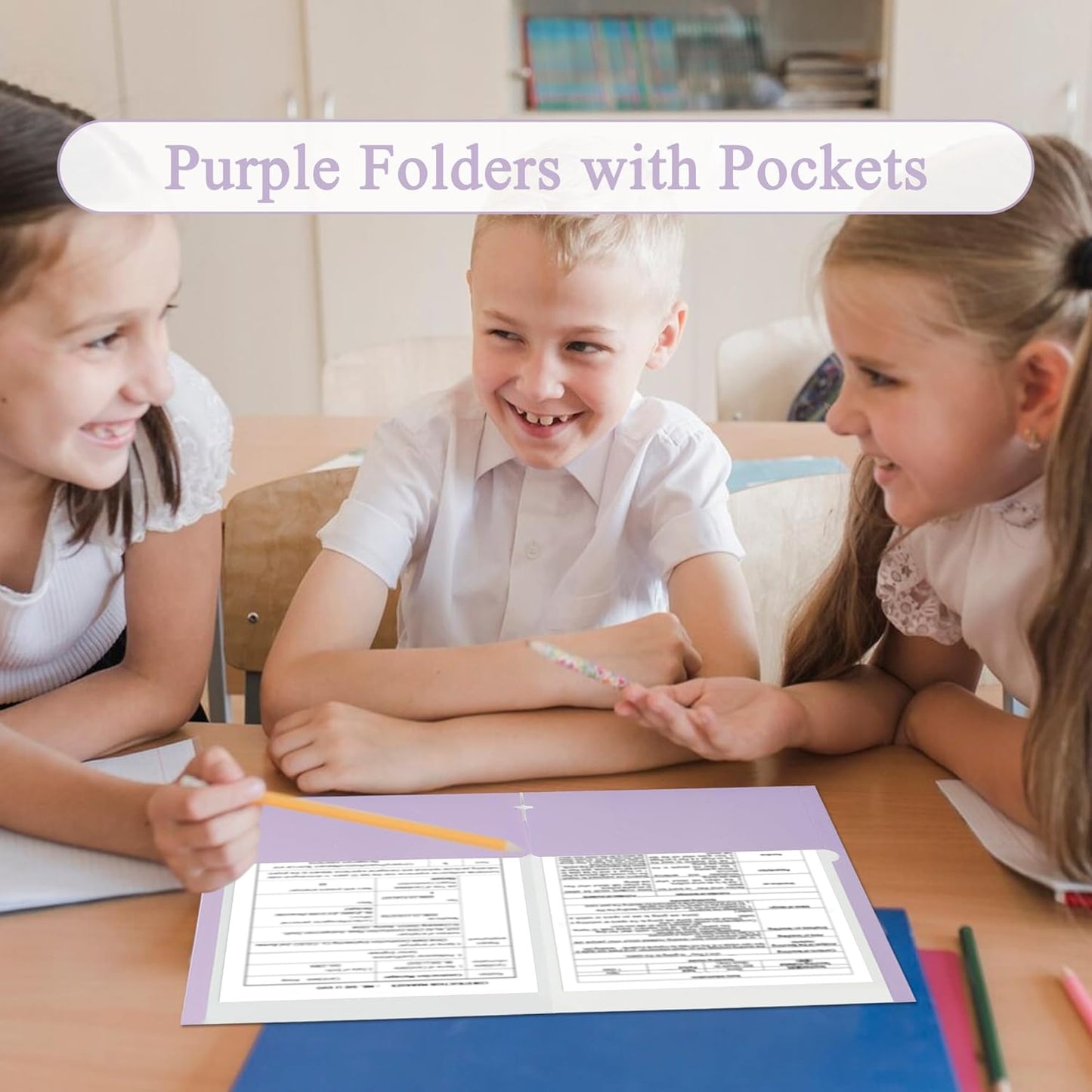 Zzrywuty File Folders with Pockets Letter Size, 25-Pack Paper Folders with Card Slot, Two Pocket Folders for School Students, Businessmen, Home and Office Workers(Purple)