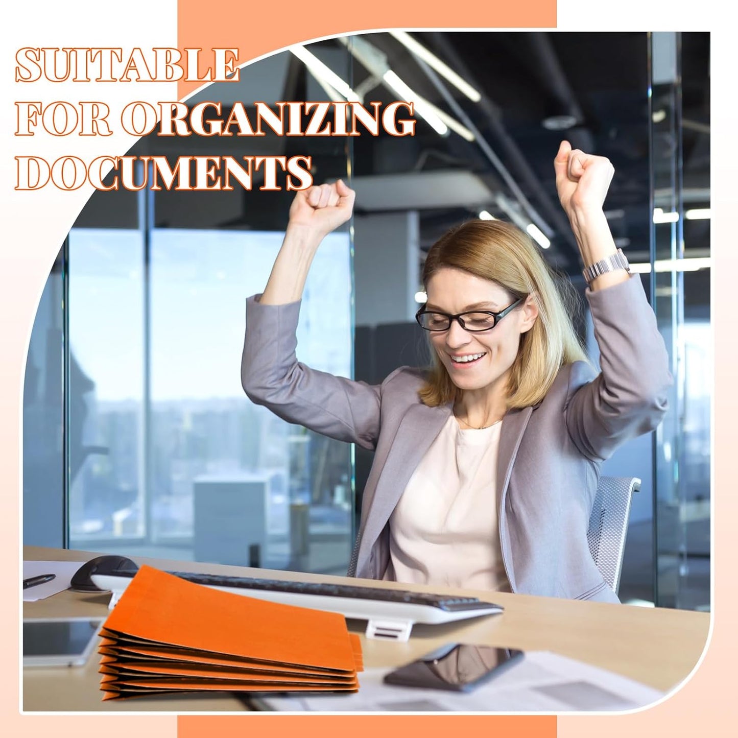 36 Pcs Classification Folders Letter Size, Back to School Supply for Teacher, Student, 3 Dividers Pressboard File Folder Bulk with 2 Fasteners, 3.5 Inch Expanding File Organizer (Orange)