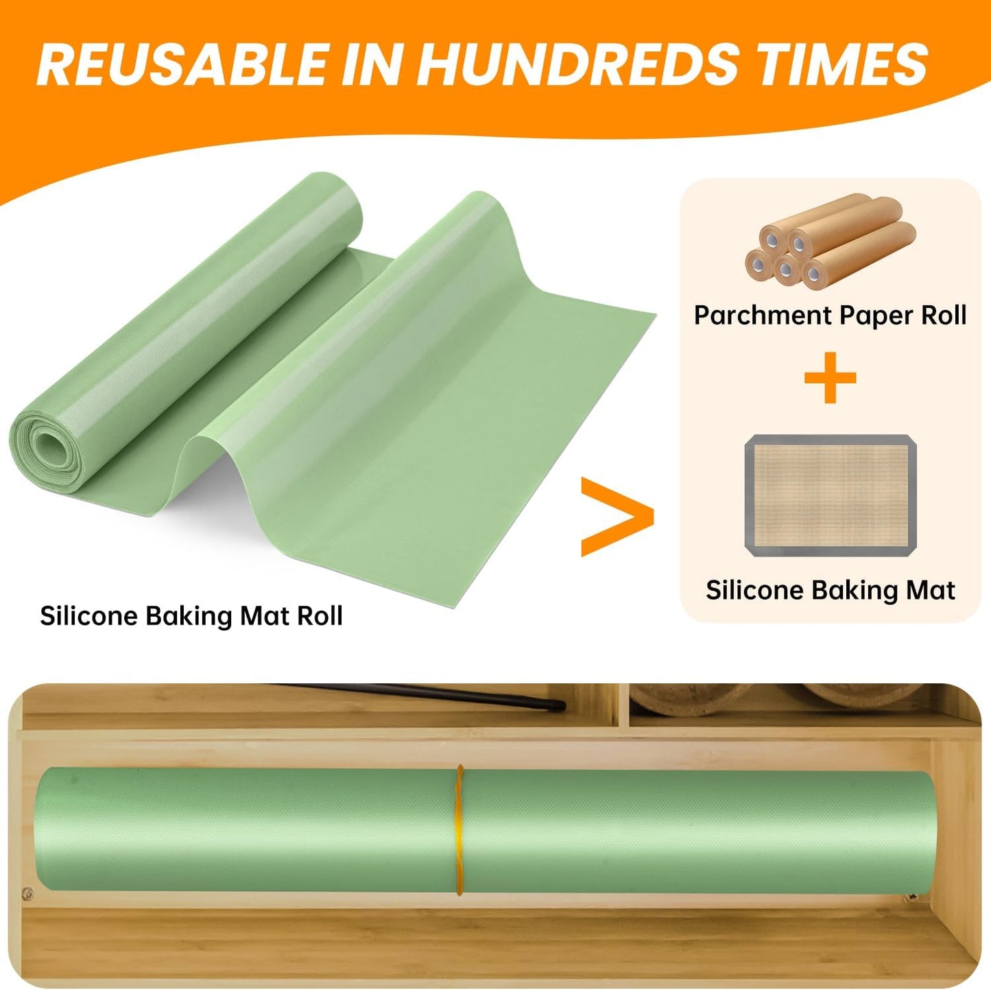 Silicone Baking Mat Roll - Best German Silicone - Heat Resistant Baking Macaron Bread Mat, Non-stick Pastry Mat, Reusable Dough Rolling Mat Cookie Sheet