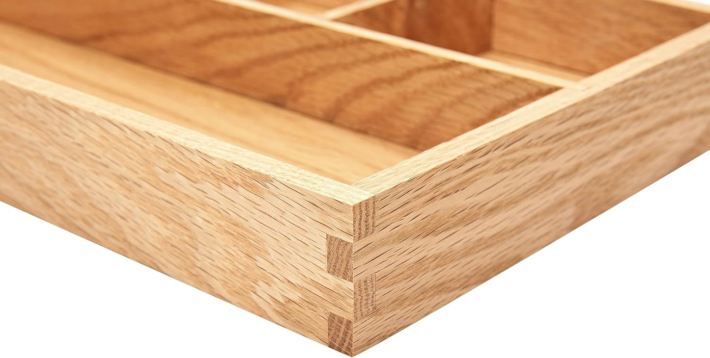 pandapark Wood Organizer Tray,Black Walnut,Desk & Drawer Storage Box (Oak Master-4)