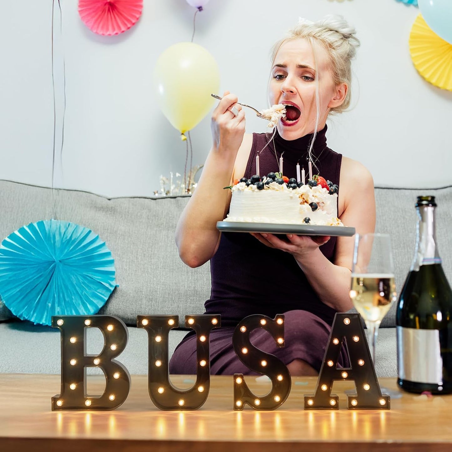 Foaky Black LED Letter Lights for Room Decor - Bedroom Wall Decor, Alphabet Lights for Home, Wedding, Party - Battery Operated (K)