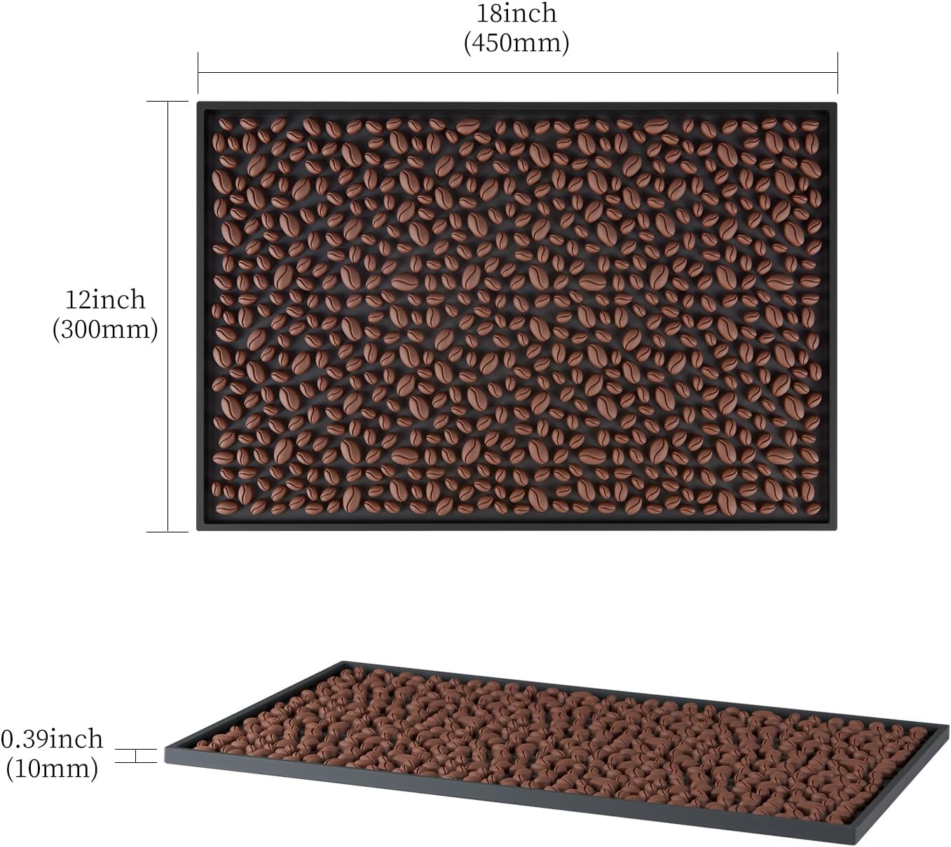 Rubber Bar Mat 18"x12", Black – Durable, Non-Slip, Non-Toxic Spill & Drying Mats for Bars,Restaurants,Coffee Shops, Countertops & Tabletops Hairdressing Tool Protective pad.Easy to clean,