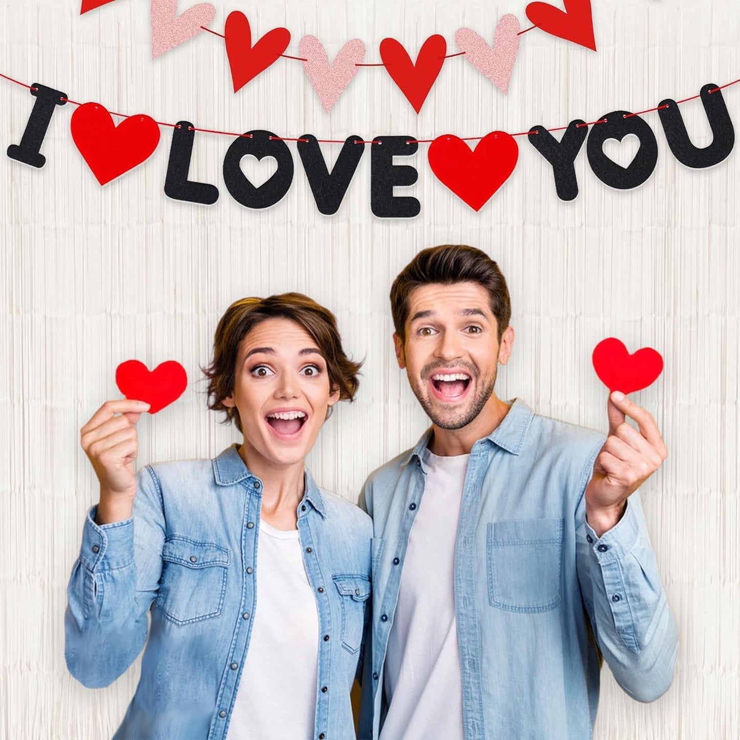 BRAVESHINE Tinsel Photo Backdrop Curtains - 2 Pack 3.2x8.2ft White Foil Fringe Streamer Curtain for Halloween/Boo Day/Valentine’s/Birthday/Christmas/Engagement/Bridal Shower Party Supplies Decorations