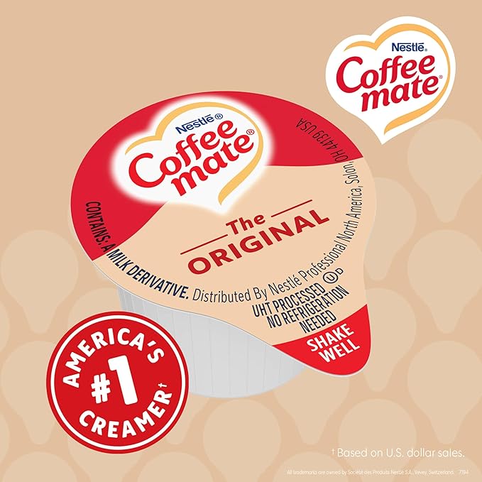 Nestle Coffee mate Coffee Creamer, Original, Liquid Creamer Singles, Non Dairy, No Refrigeration, 0.375 fl oz Tubs (Pack of 360)