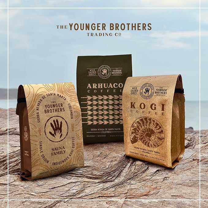 The Younger Brothers Trading Co. Kogi Coffee | Indigenous Wild Grown Whole Bean | Ethically Sourced Single Origin Colombian Coffee | Kogi Medium Roast, 12 Ounce (Pack of 1)