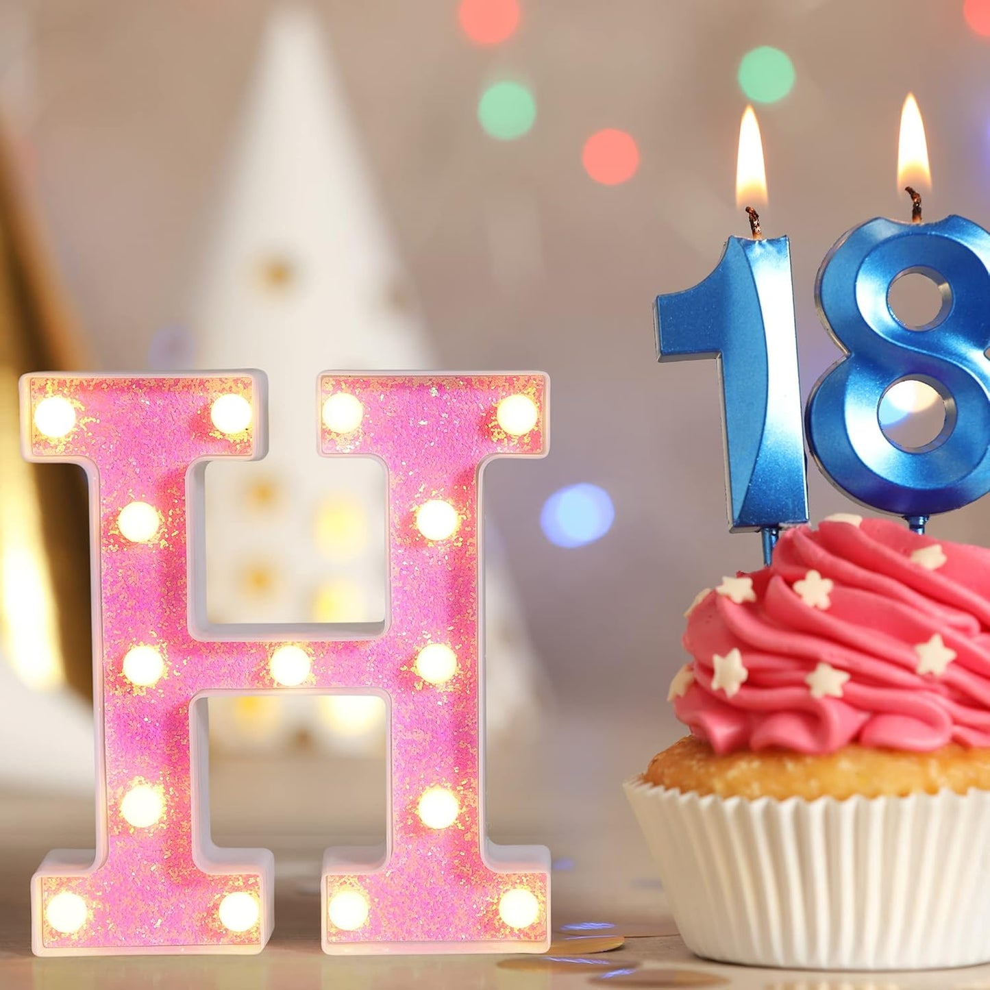 Foaky Pink Light up Letters,Pink Party Decorations,Girls Room Decor,Glitter Light Up Letters,Alphabet Letter Sign for Night Light Birthday Party Girls Gifts, Home Bar Decoration(Z)