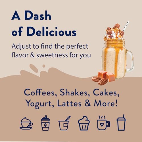 Jordan's Skinny Syrups Sugar Free Coffee Syrup, Caramel Pecan Flavor Drink Mix, Zero Calorie Flavoring for Chai Latte, Protein Shake, Food & More, Gluten Free, Keto Friendly, 25.4 Fl Oz, 2 Pack