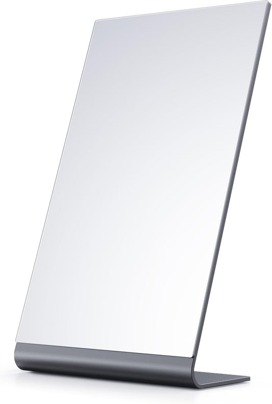 Rectangular Makeup Mirror for Desk, 12 inch Aluminum Free Standing Table Mirror, Bathroom Counter Mirror, Space Black