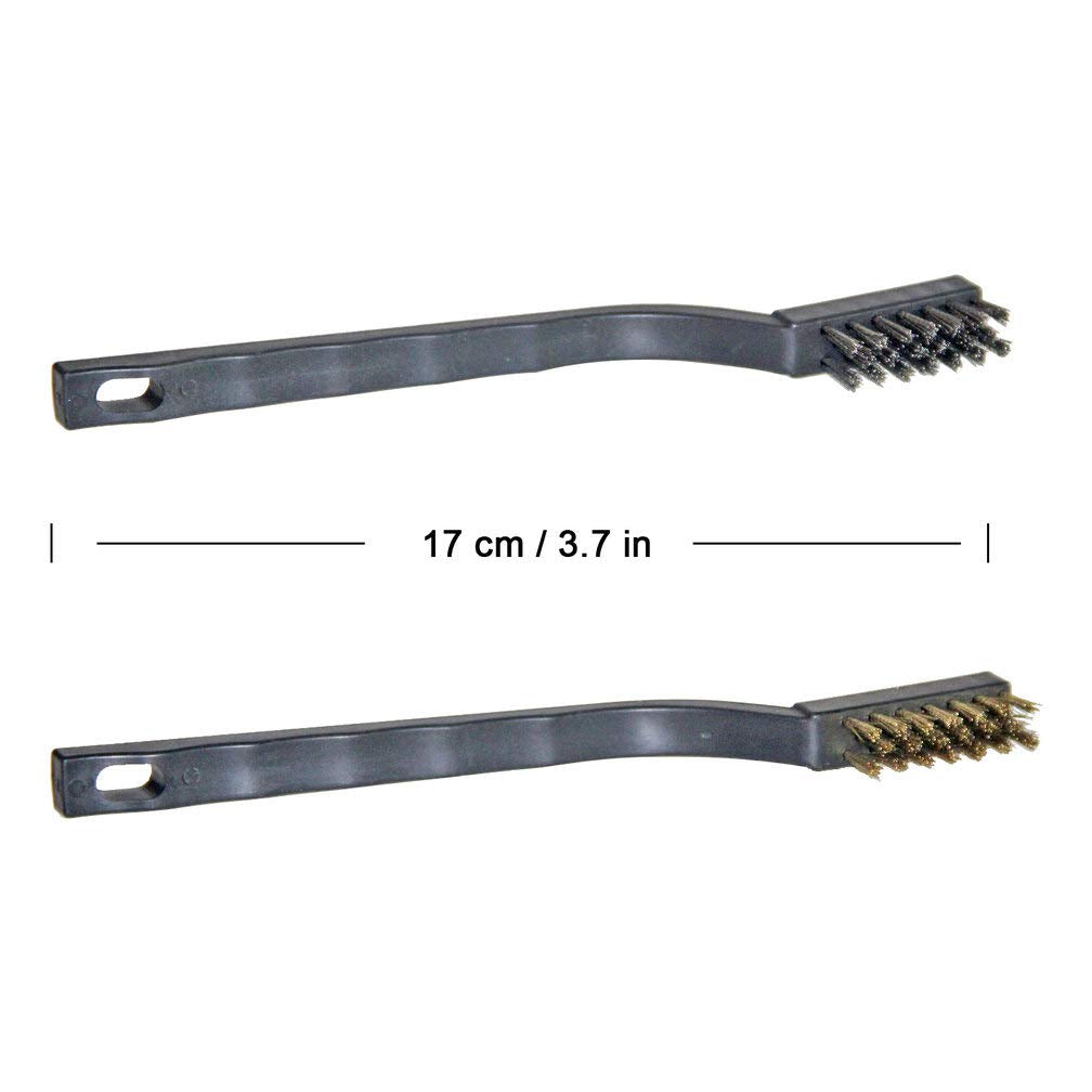 9PCS Mini Brass Brushes Set, Curved Handle Scratch Wire Toothbrush, Cleaning Welding Slag and Rust