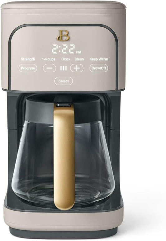 Beautiful 12-Cup Programmable Coffee Maker – Auto Brew, Digital Timer, Glass Carafe (Porcini Taupe)