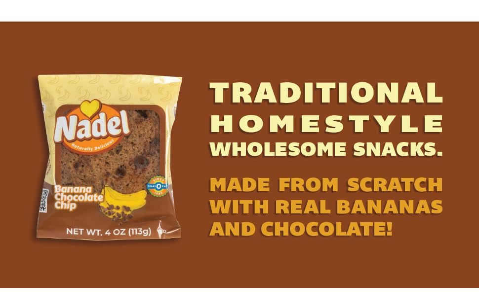 Nadel - Naturally Delicious Sweet Breads Variety Pack (Banana Chocolate Chip, Vanilla Pound Cake, Apple Spice, Pumpkin Spice). (12 Pack, 3 Breads Per Flavor)