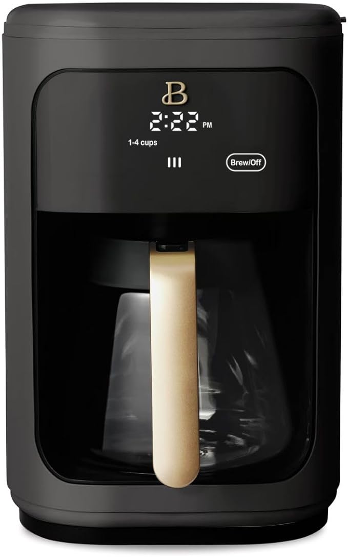 Beautiful 14Cup Programmable Coffee Maker, Touch-Activated Display, Auto Brew with 3 Flavor Options (Black Sesame)