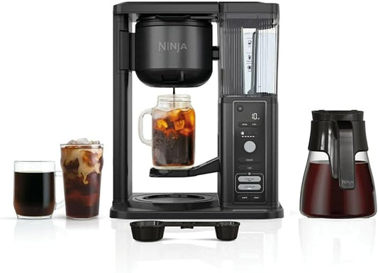 Ninja CM360 Hot & Iced Coffee Maker with Rapid Cold Brew, 50 oz Reservoir, 1550 W, 6 Brew Sizes & 4 Brew Styles, 24‑Hour Delay Brew, No Pods Required
