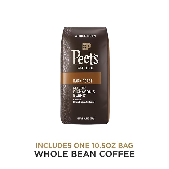 Peet's Coffee, Dark Roast Whole Bean Coffee - Major Dickason's Blend 10.5 Ounce Bag