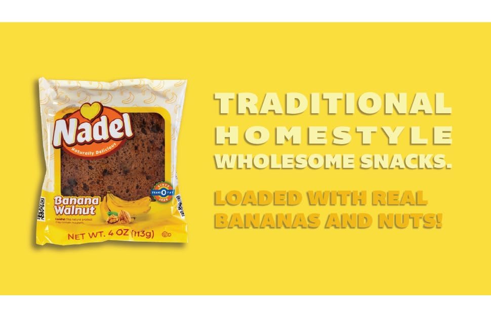 Nadel - Naturally Delicious Sweet Breads Variety Pack (Banana Walnut, Cappuccino Chocolate Chip, Carrot Walnut, Zucchini Walnut). (4 Pack, 1 Bread Per Flavor)