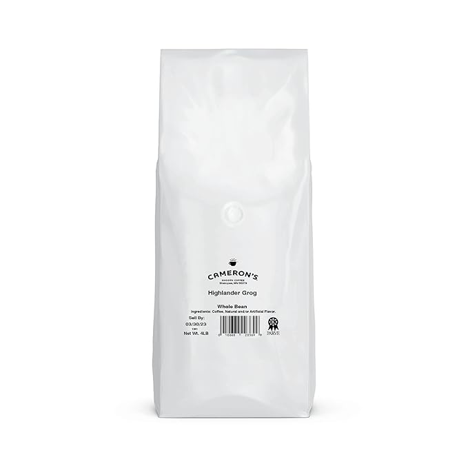 Cameron's Coffee Roasted Whole Bean Coffee, Flavored, Highlander Grog, 4 Pound