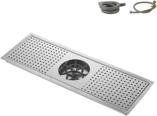 BRONCHO 24" x 8" High-Pressure Automatic Cup Washer | 304 Stainless Steel Sink Rinser with Integrated Drip Tray | for Commercial & Home Use