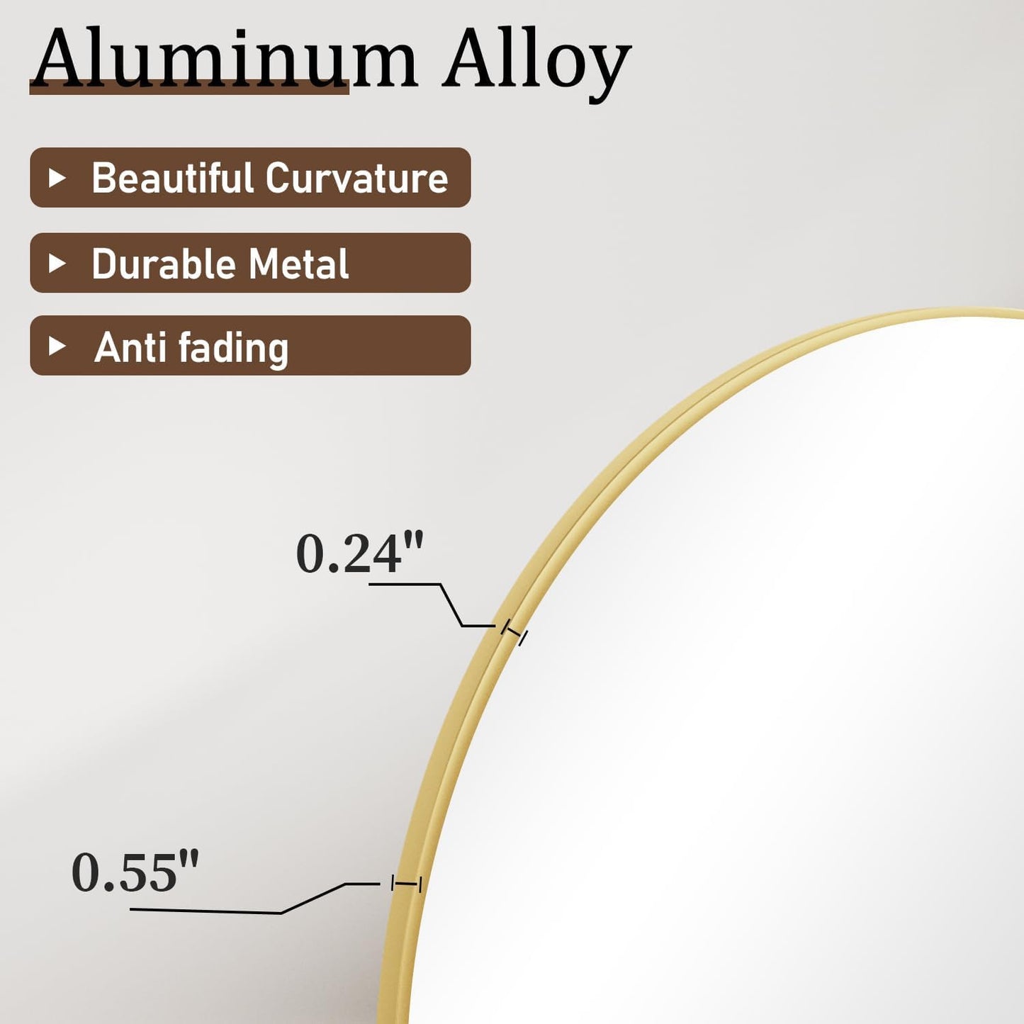 VooBang Arch Mirror Full Length, 26" x 71" Floor Mirror with Stand, Aluminum Alloy Frame Full Body Mirror, Standing Hanging or Leaning Against Wall for Bedroom and Living Room, Gold