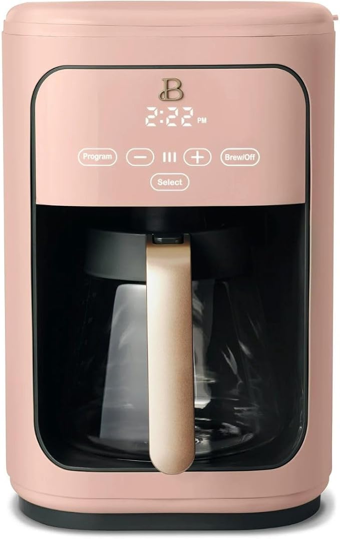 Beautiful Coffee Maker, 14-Cup, Touch-Activated Display, Programmable, Automatic Shut-Off, 1200W, Keep Warm, 24h Timer (Rose)
