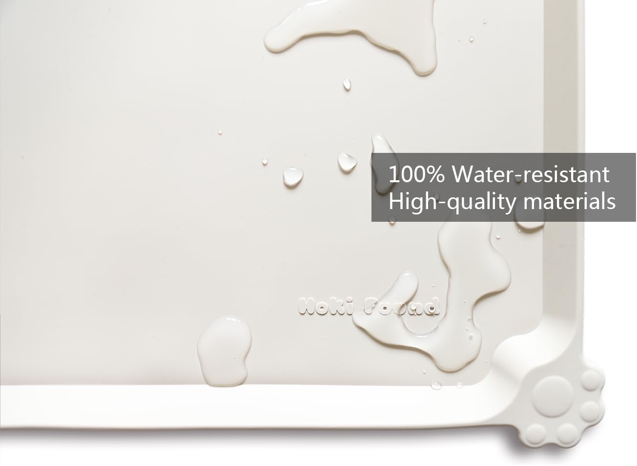 Hoki Found L Silicone Pet Food Mats - Non Slip Cat & Dog Bowl Mats - Waterproof & Carpet Safe - Cream Brown