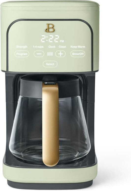 Beautiful 12-Cup Programmable Coffee Maker – Auto Brew, Digital Timer, Glass Carafe (Sage Green)