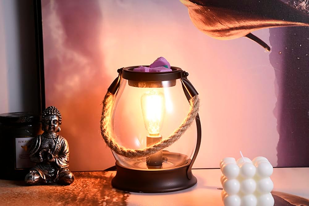 Electric Wax Melting Heater,Edison Bulb Wax Heater,Heater for Scented Wax,Oil Burner for perfumes,Home Decor (Retro, Twine Handle)
