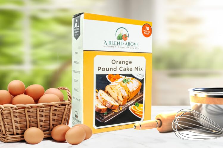 A Blend Above Orange Pound Cake Mix, Easy to Bake, 10 Minute Prep, 10 Servings, Delicious Orange Drissle, Moist and Rich Pound Cake, 0 Grams of Fat