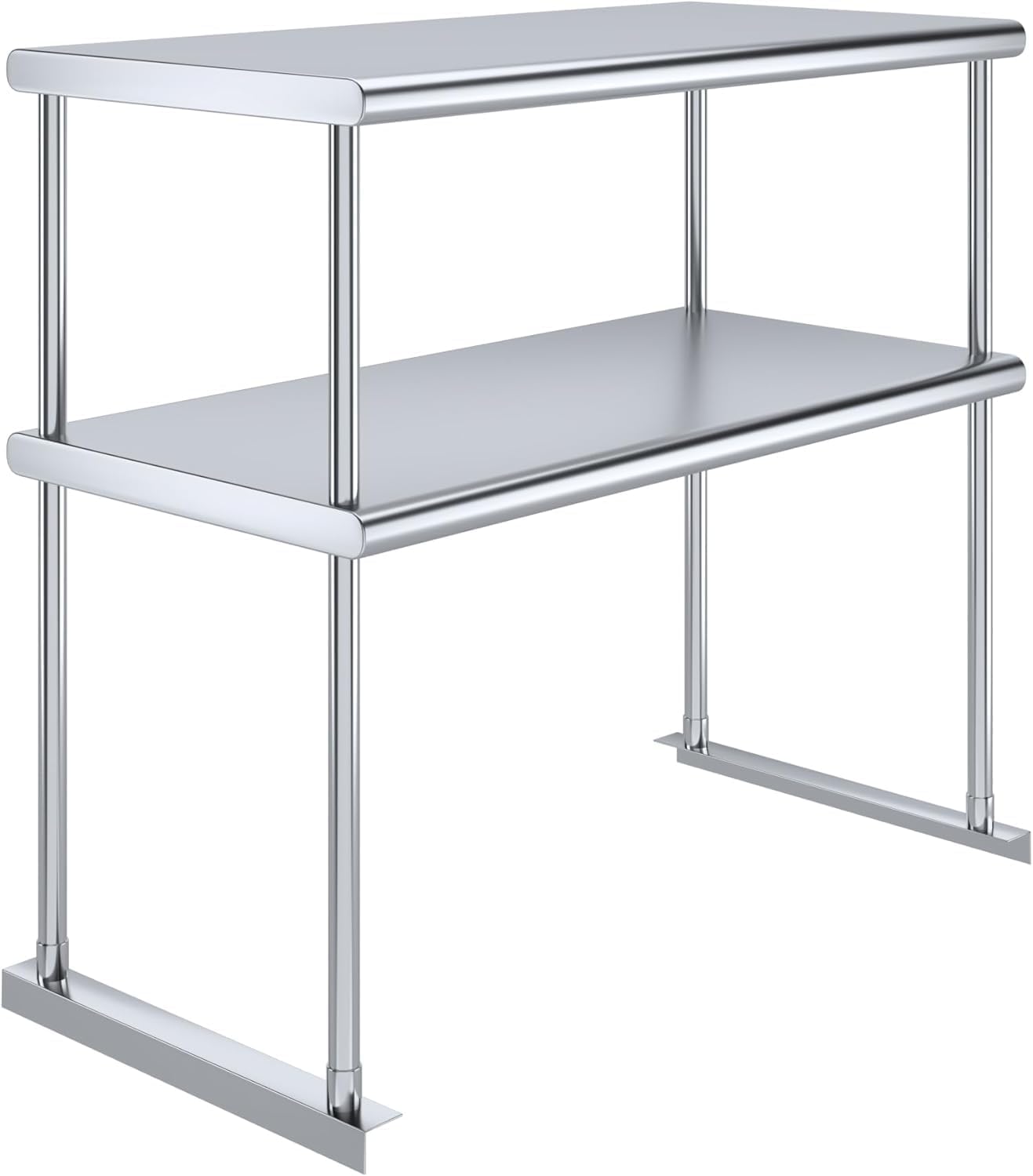 NSF Certified 18 Gauge Heavy Duty Stainless Steel Double overshelf with Brackets for Kitchens, Utility Rooms, Storage, Offices & Home