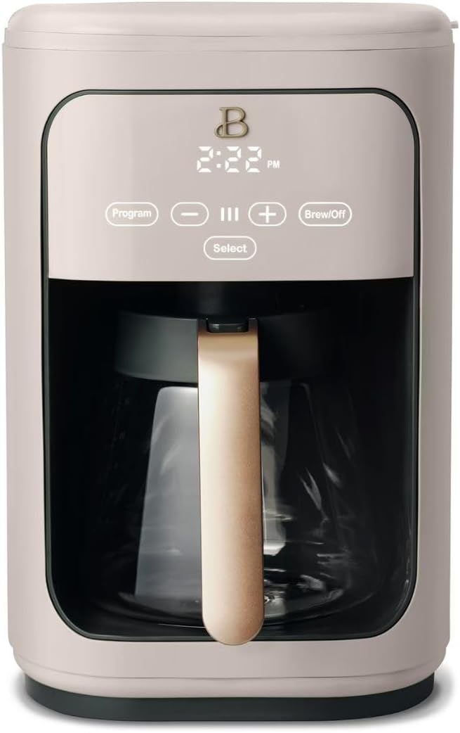 Beautiful 14-Cup Programmable Coffee Maker, Touch-Activated Display, Auto Brew with 3 Flavor Options (Porcini Taupe)
