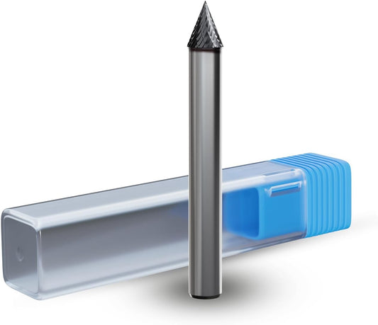 CATITO Cone 60° Die Grinder Bit, Cut Carbide Rotary Burr for Steel, Wood and Metal Working, Engraving, polishing and Cleaning