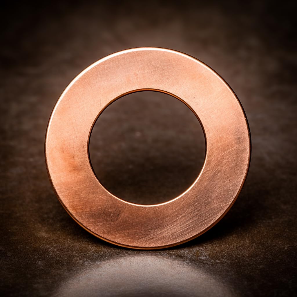 M10 Flat Washer Copper Sealing Ring, 10mm ID 16mm OD 1mm Thickness Metric Sealing Gasket, 75 Pieces