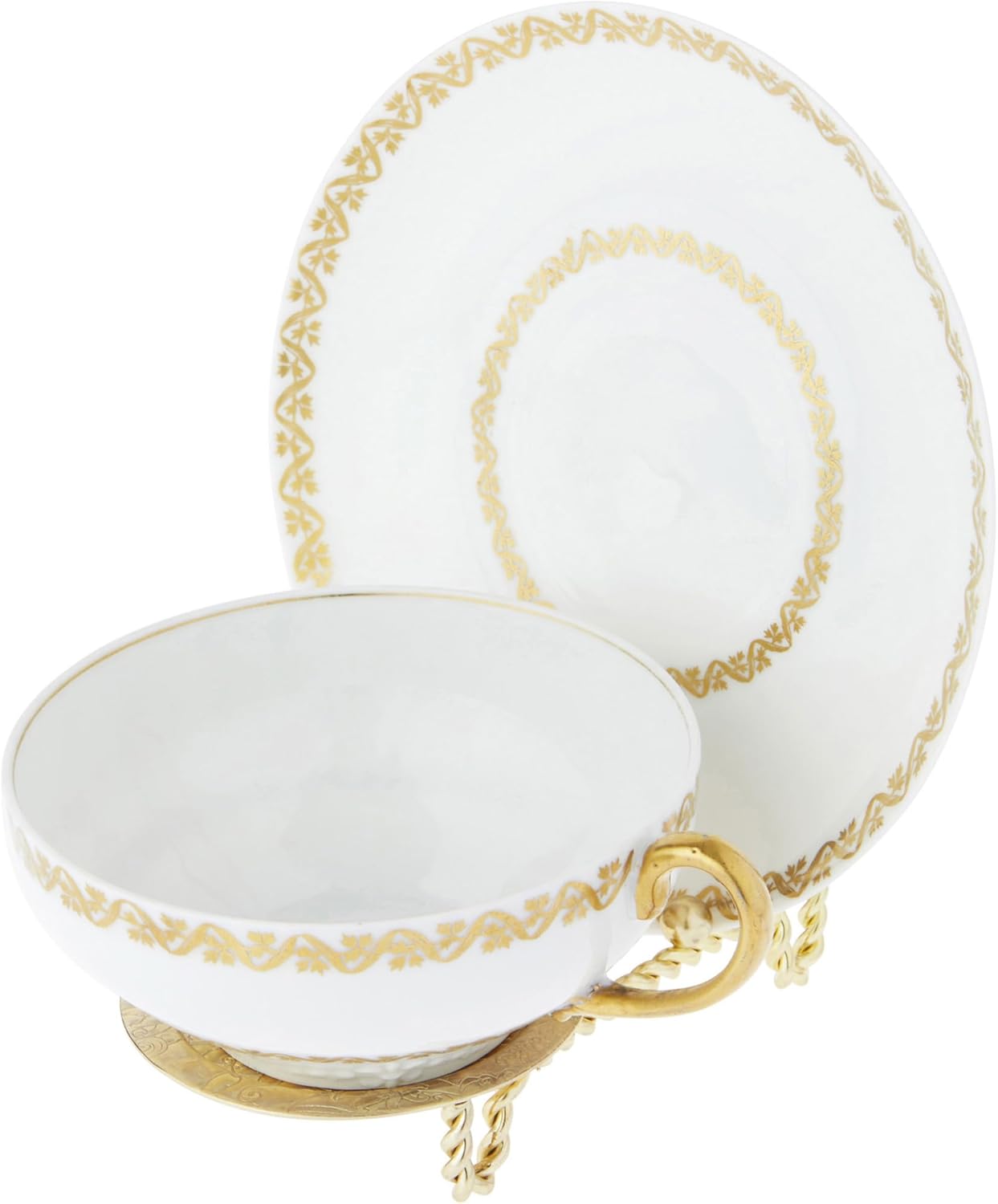 Bard's Ornate Twisted Shiny Gold-toned Cup and Saucer Stand, 3" H x 2.75" W x 4" D, Pack of 3