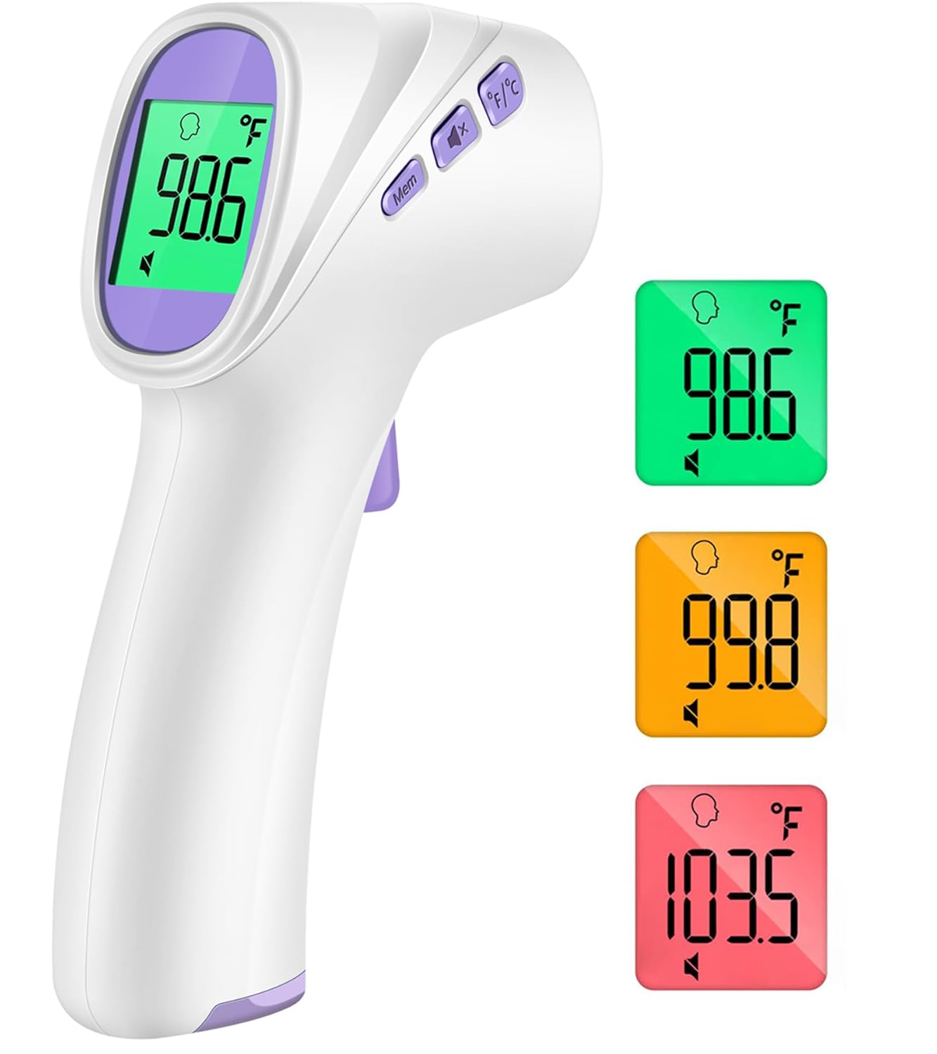 No-Touch Thermometer for Adults and Kids, Digital Thermometer with Fever Alarm, Fast Accurate Results, Easy for All Ages, FSA Eligible (Purple)