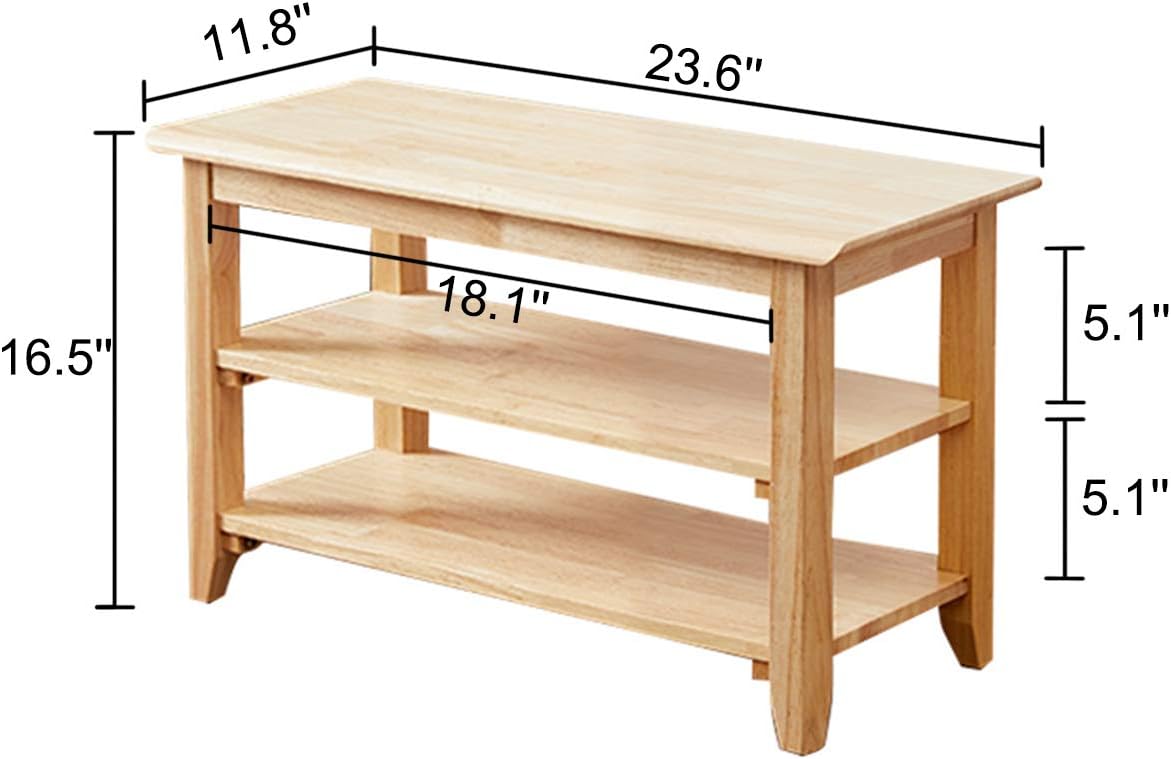 XKZG Storage Bench Wooden Shoe Rack Bench Simple Style Wood Entryway Bench (Natural,23.6")