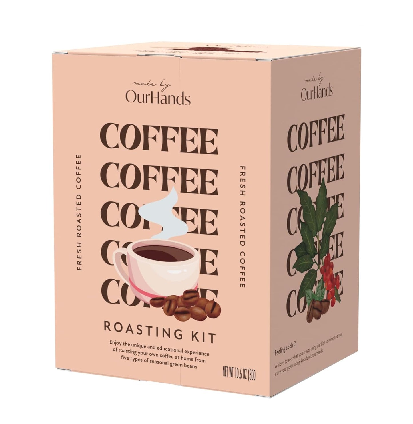 Coffee Roasting Kit by OurHands - Learn to Roast Green Coffee at Home with Your Oven - Includes 6 Varieties of Unroasted Coffee, Detailed Instructions and Coffee Roasting Tools